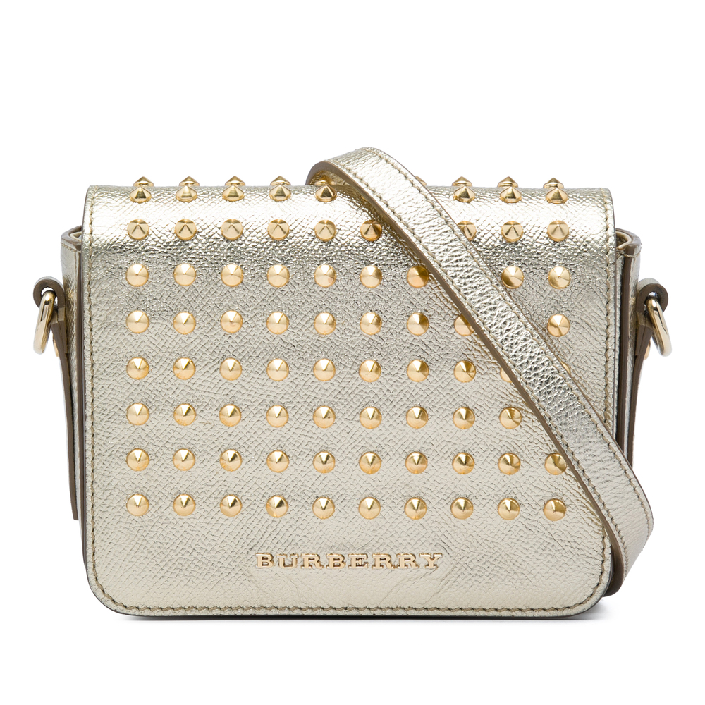 Pre-Loved Burberry Studded Metallic Calfskin Berkeley Crossbody